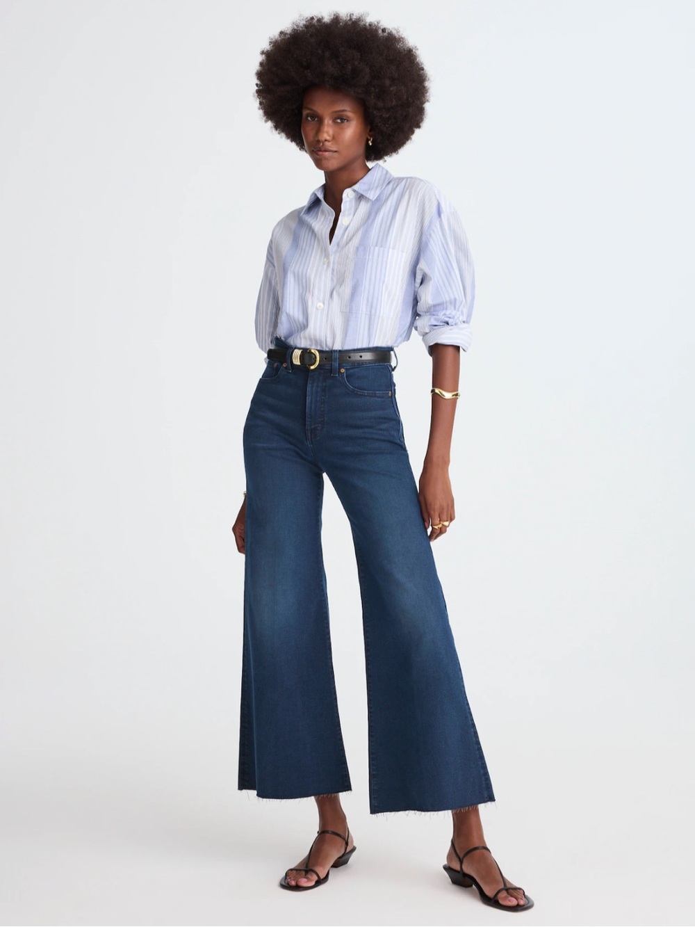 MADEWELL Petite Flared Wide-Leg Crop Jeans -  Kingston Wash- Super Stretch - 27P